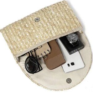 Straw Clutch Purse – Women’s Straw Envelope Wallet – Summer Beach Handbag